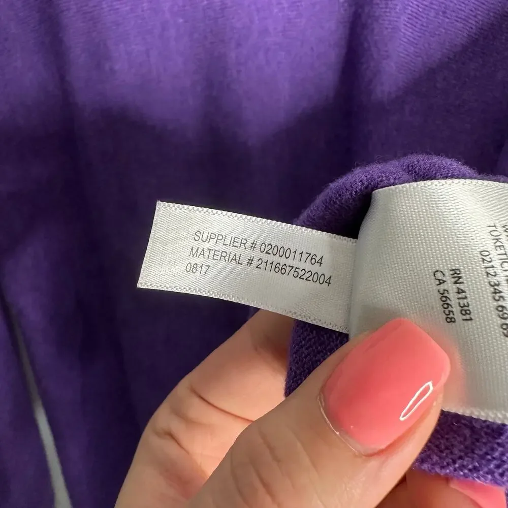 Polo‎ Ralph Lauren V-Neck Sweater Women Small Purple EUC Cotton Blend Pony Logo